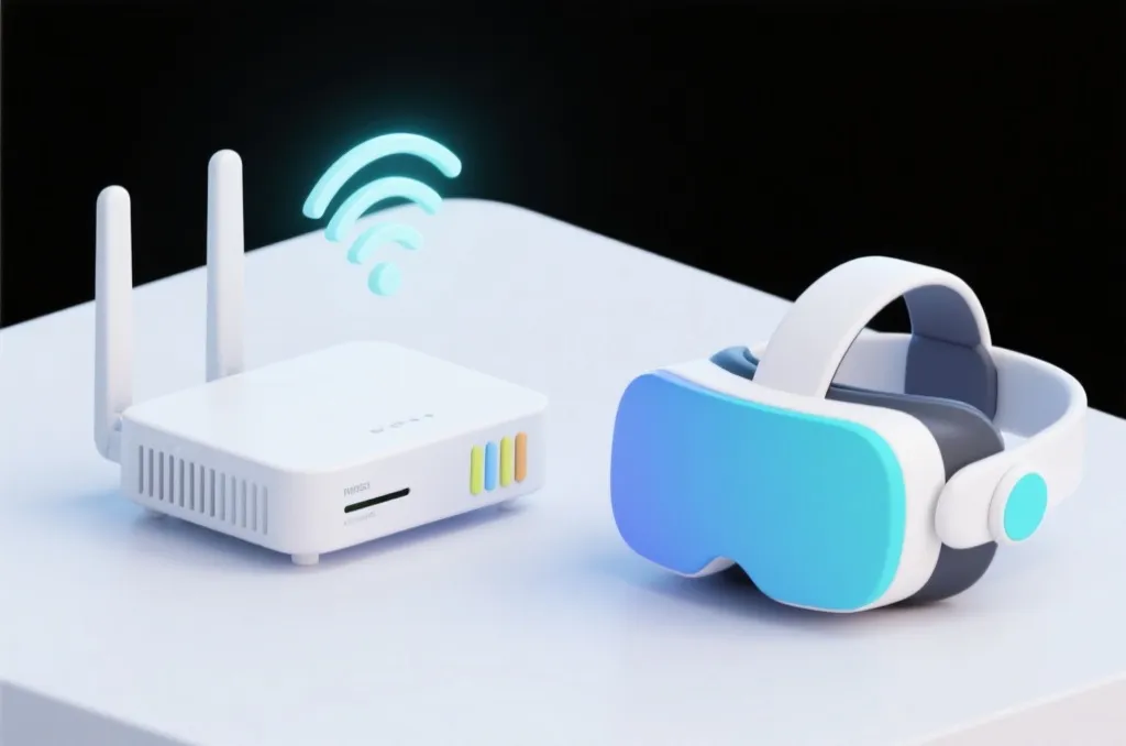 家庭无线网络与VR设备连接的示意图